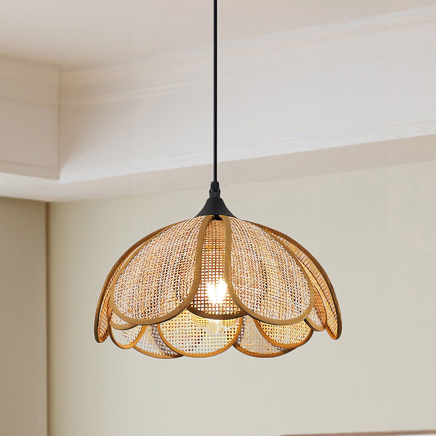 Bloom Rattan Eclectic Metal Pendant Lamp