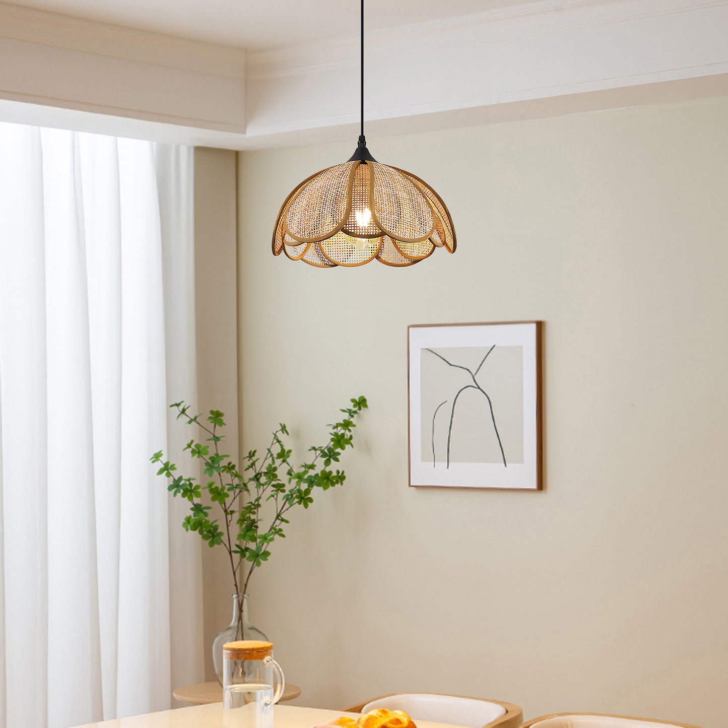 Bloom Rattan Eclectic Metal Pendant Lamp