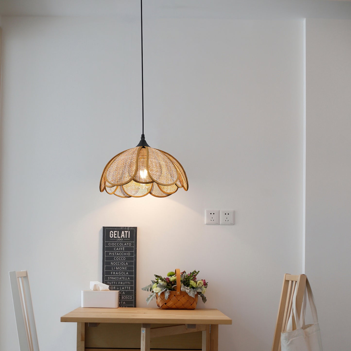 Bloom Rattan Eclectic Metal Pendant Lamp