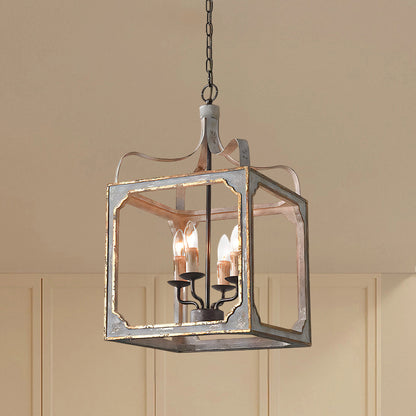 Boho Cube Rustic Metal Chandelier