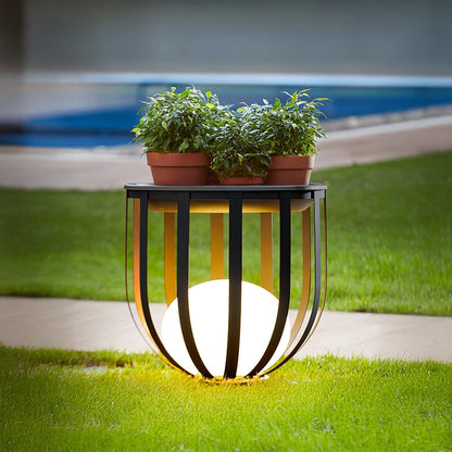 Bols Garden Solar Art Deco Steel Outdoor Lamp