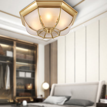 Bowl Shaped Brass Modern Crystal Ceiling Lamp