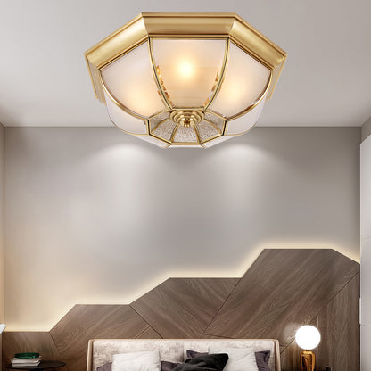 Bowl Shaped Brass Modern Crystal Ceiling Lamp