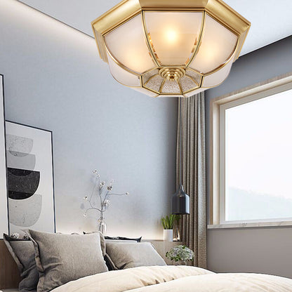 Bowl Shaped Brass Modern Crystal Ceiling Lamp