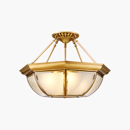 Bowl Shaped Brass Modern Crystal Ceiling Lamp