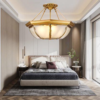 Bowl Shaped Brass Modern Crystal Ceiling Lamp