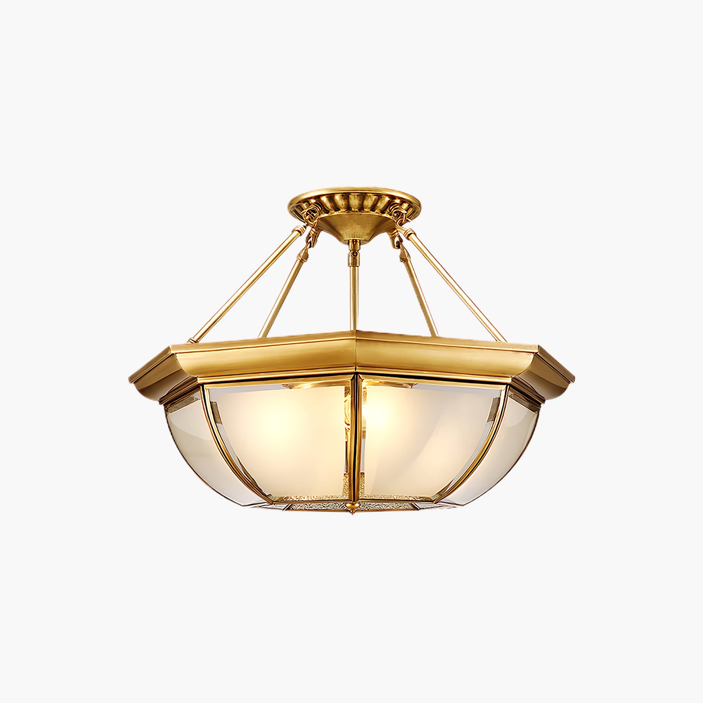 Bowl Shaped Brass Modern Crystal Ceiling Lamp