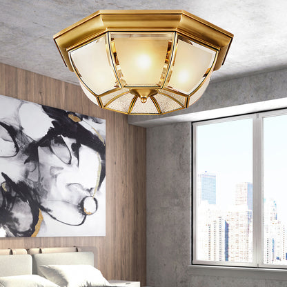 Bowl Shaped Brass Modern Crystal Ceiling Lamp