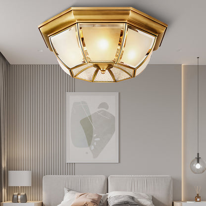 Bowl Shaped Brass Modern Crystal Ceiling Lamp