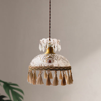 Bowl Tassel Eclectic Crystal Pendant Light