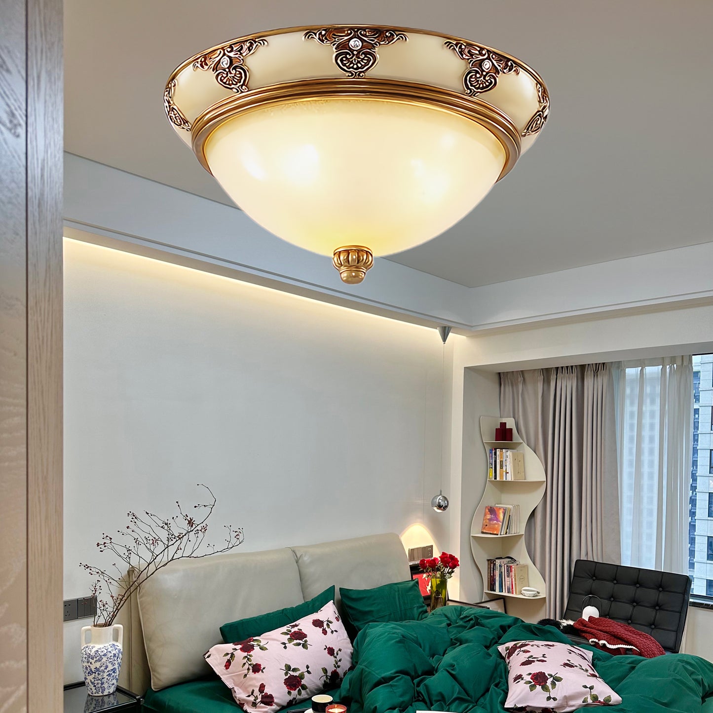 Brahm Flush Retro Crystal Ceiling Light