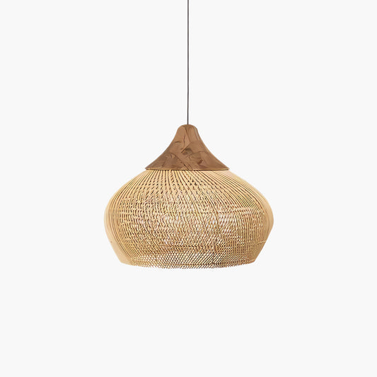 Braided Rattan Eclectic Metal Pendant Lamp