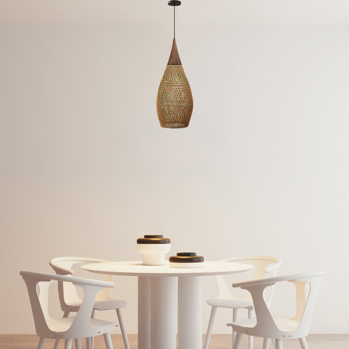 Braided Rattan Eclectic Metal Pendant Lamp