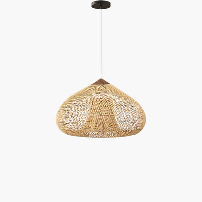 Braided Rattan Eclectic Metal Pendant Lamp