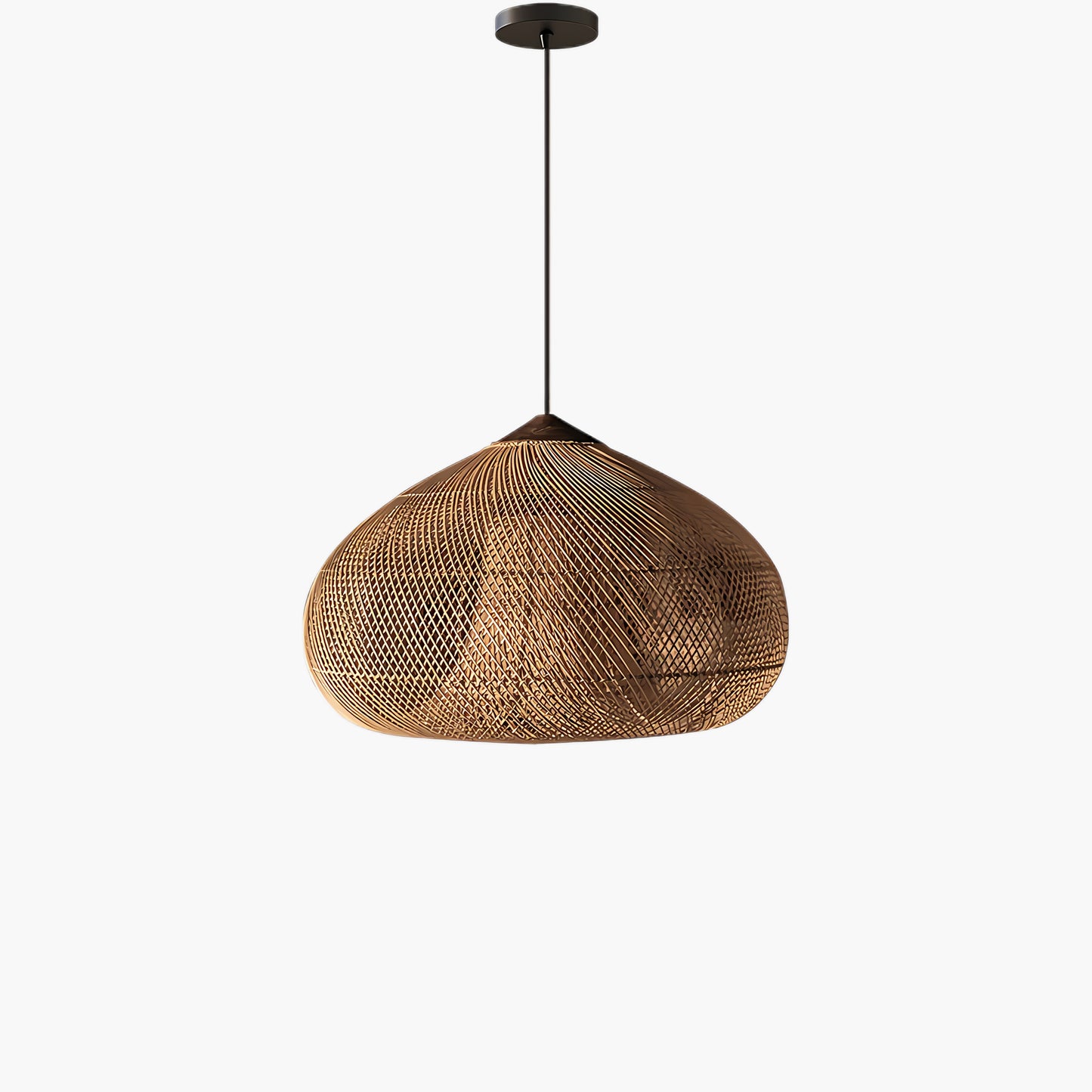 Braided Rattan Eclectic Metal Pendant Lamp