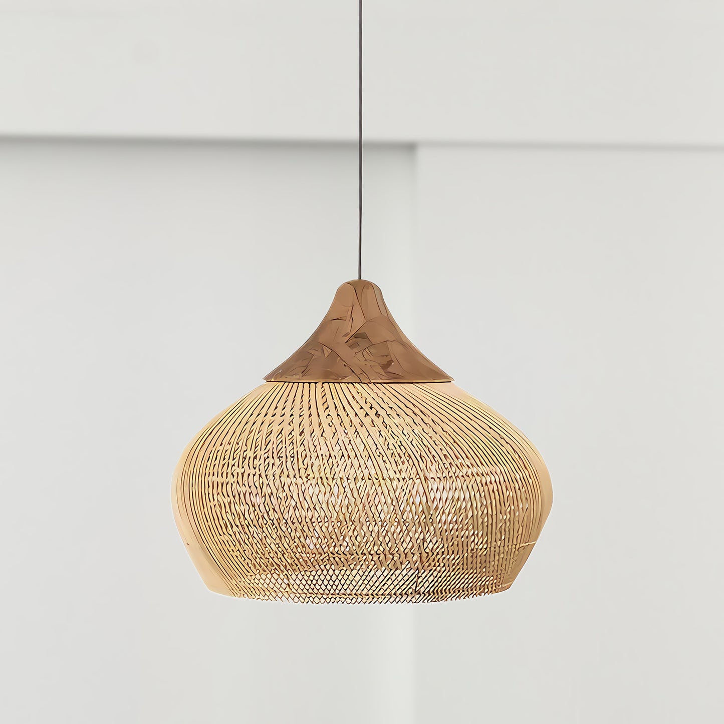 Braided Rattan Eclectic Metal Pendant Lamp