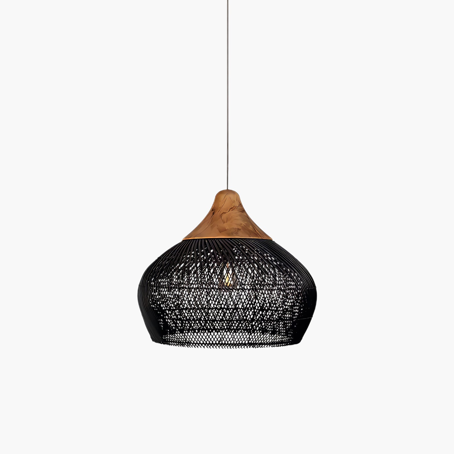 Braided Rattan Eclectic Metal Pendant Lamp