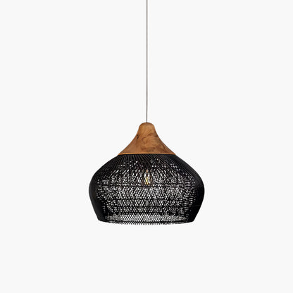 Braided Rattan Eclectic Metal Pendant Lamp