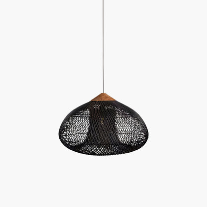 Braided Rattan Eclectic Metal Pendant Lamp