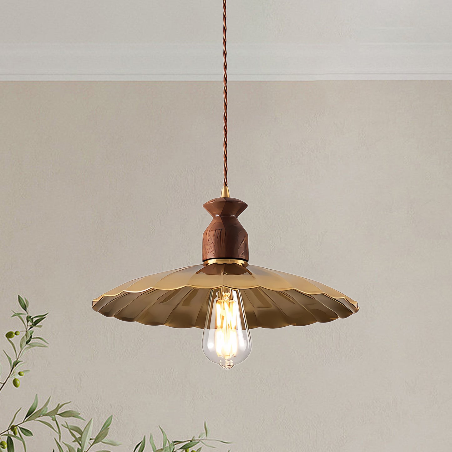 Brass Crest Rustic Metal Pendant Light