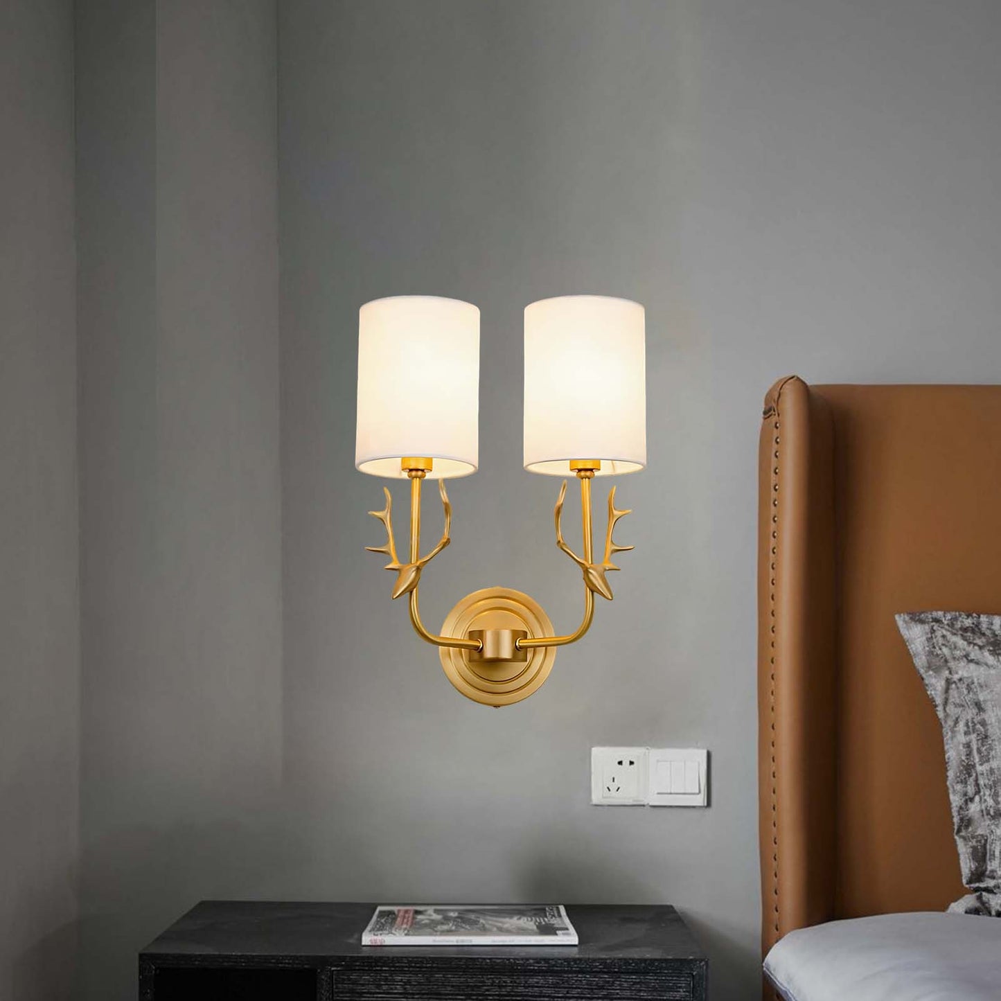 Brass Deer Head Modern Wall Light