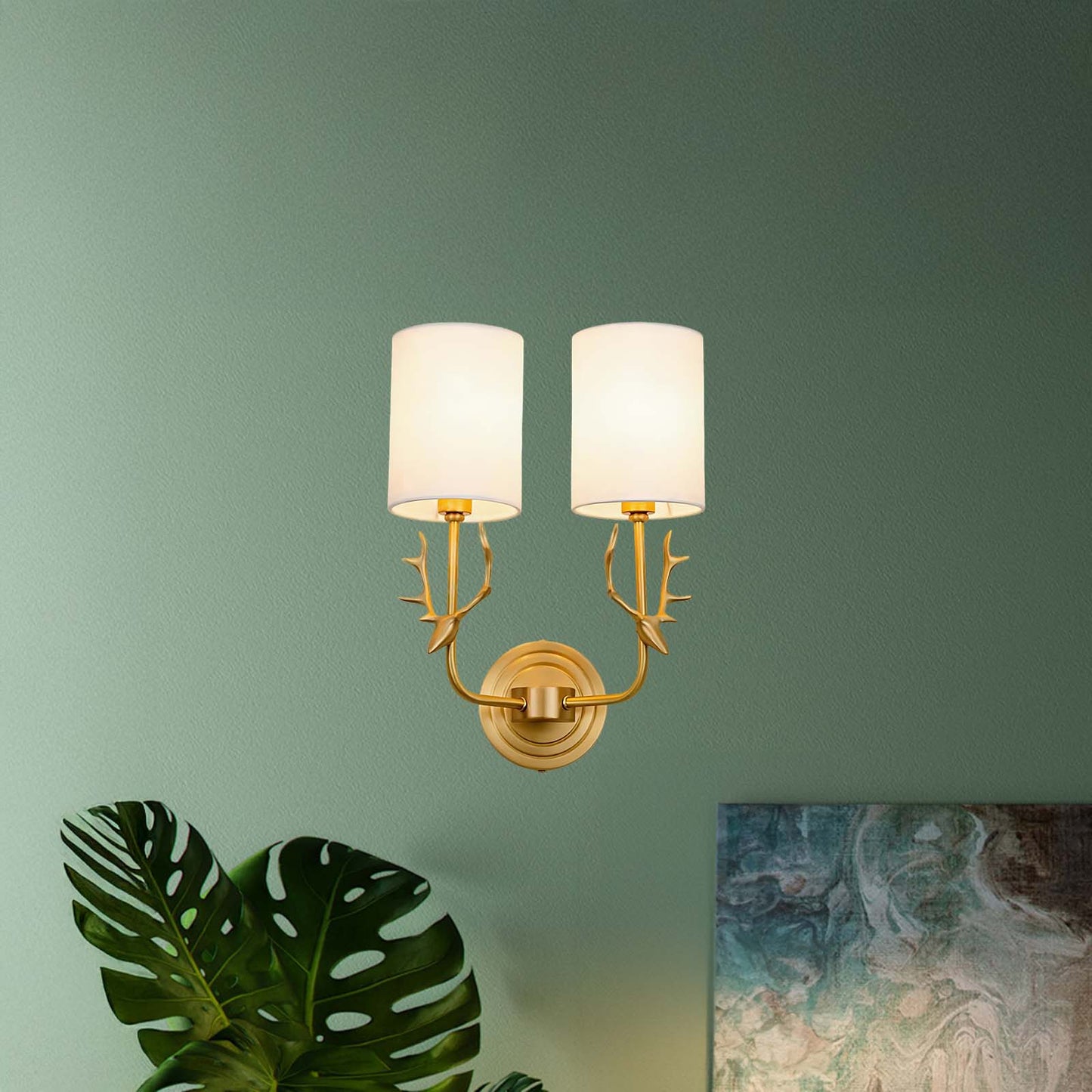 Brass Deer Head Modern Wall Light