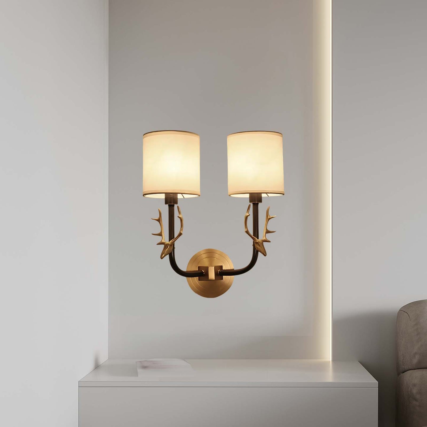 Brass Deer Head Modern Wall Light