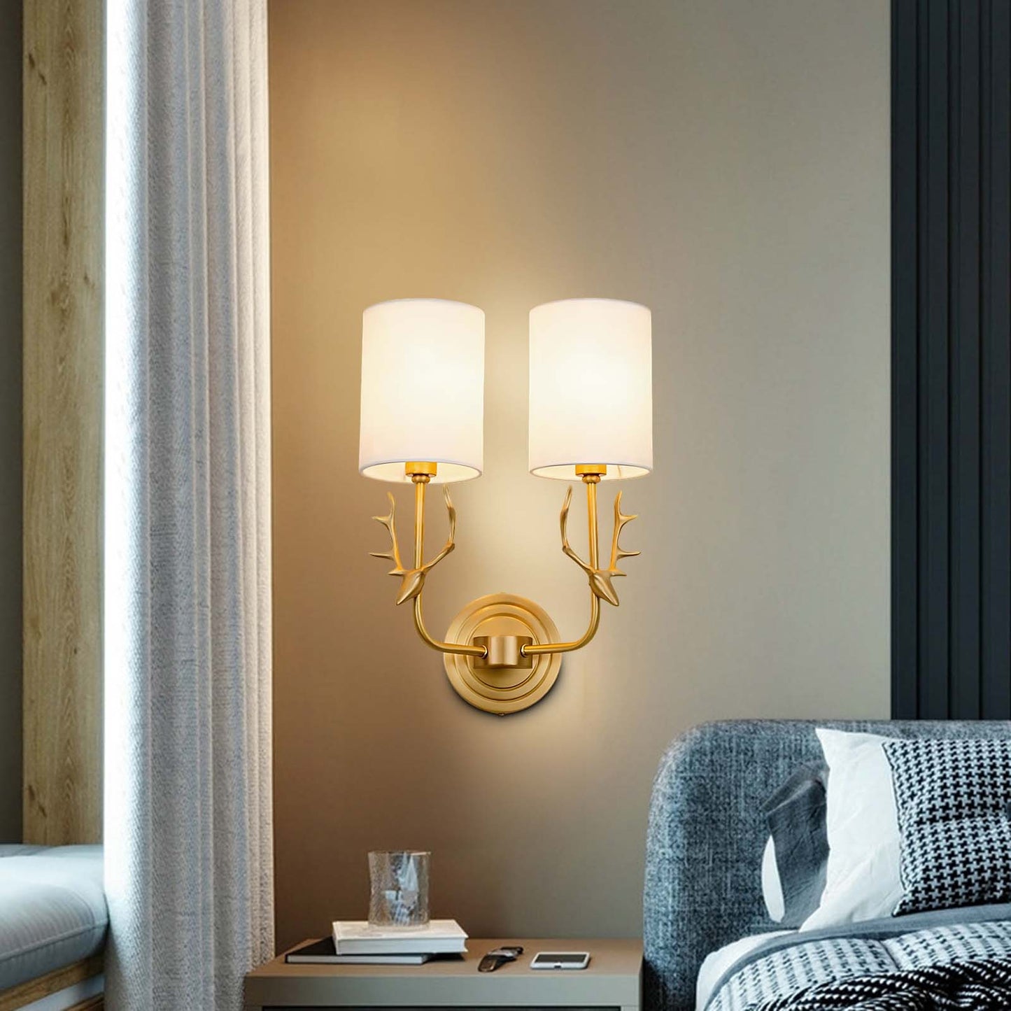 Brass Deer Head Modern Wall Light