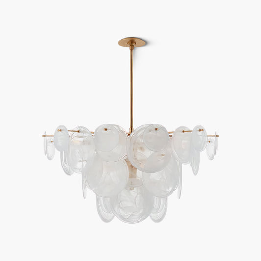 Brass Discs Cascading Modern Crystal Chandelier