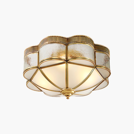 Brass Domed Flush Luxury Crystal Ceiling Lamp