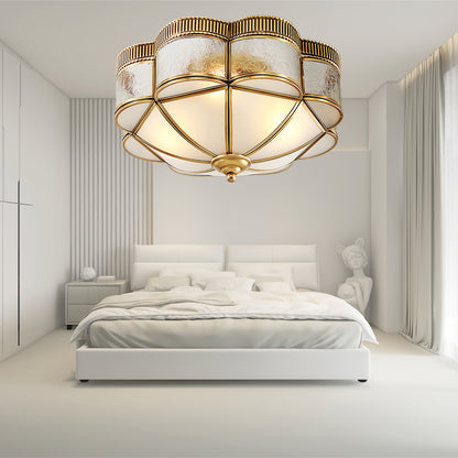 Brass Domed Flush Luxury Crystal Ceiling Lamp