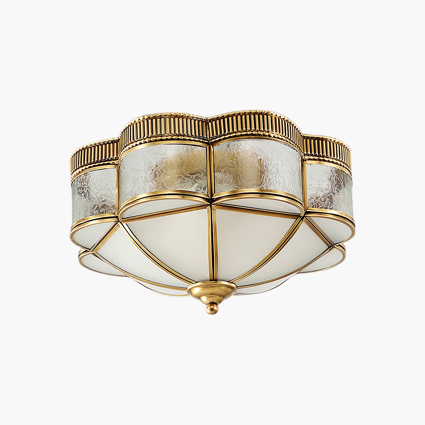 Brass Domed Flush Luxury Crystal Ceiling Lamp