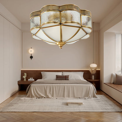 Brass Domed Flush Luxury Crystal Ceiling Lamp