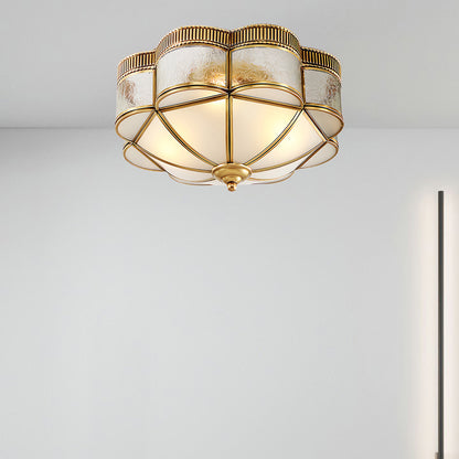 Brass Domed Flush Luxury Crystal Ceiling Lamp