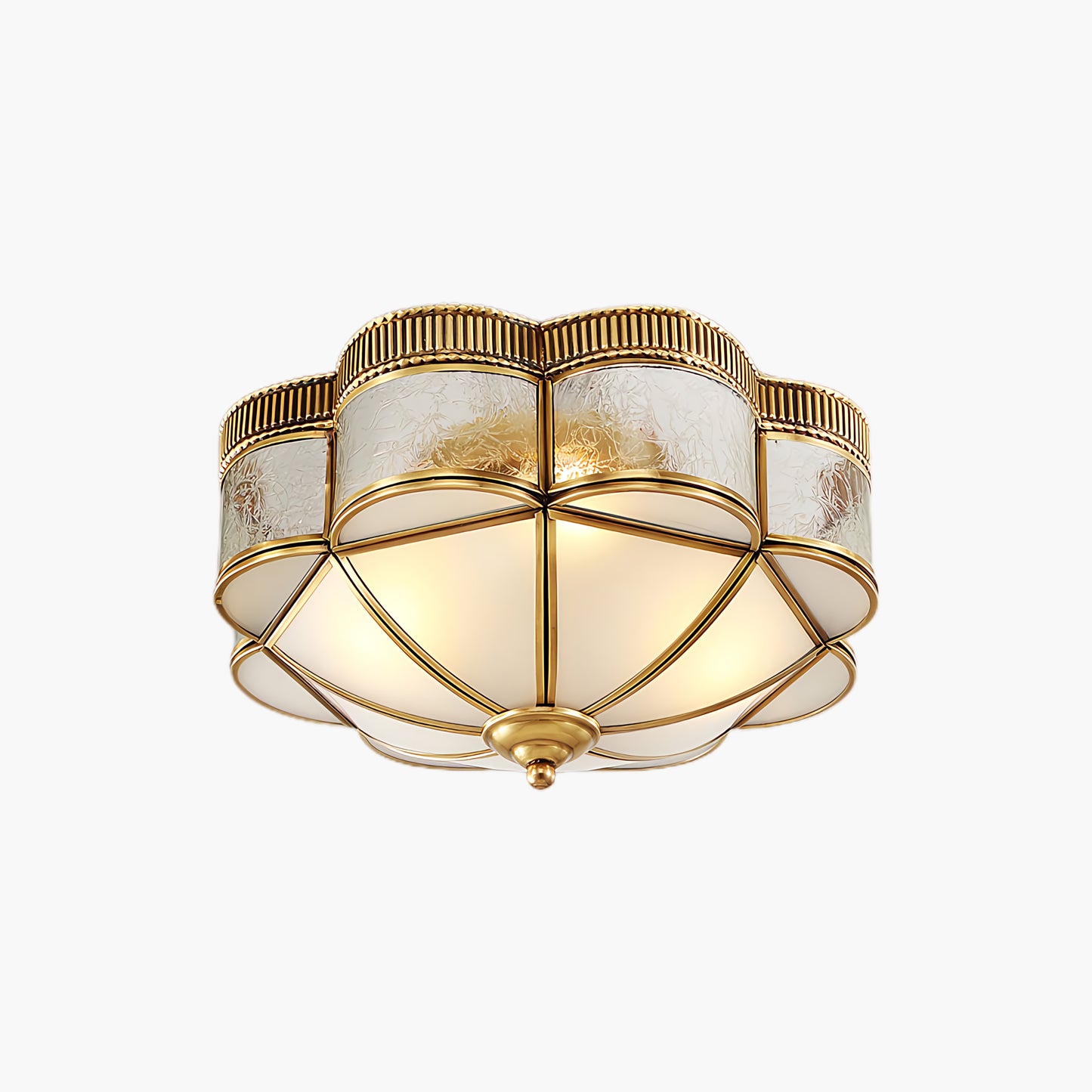 Brass Domed Flush Luxury Crystal Ceiling Lamp