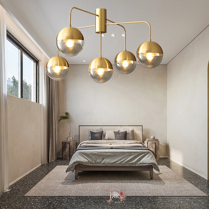 Brass Globulars Modern Crystal Ceiling Lamp