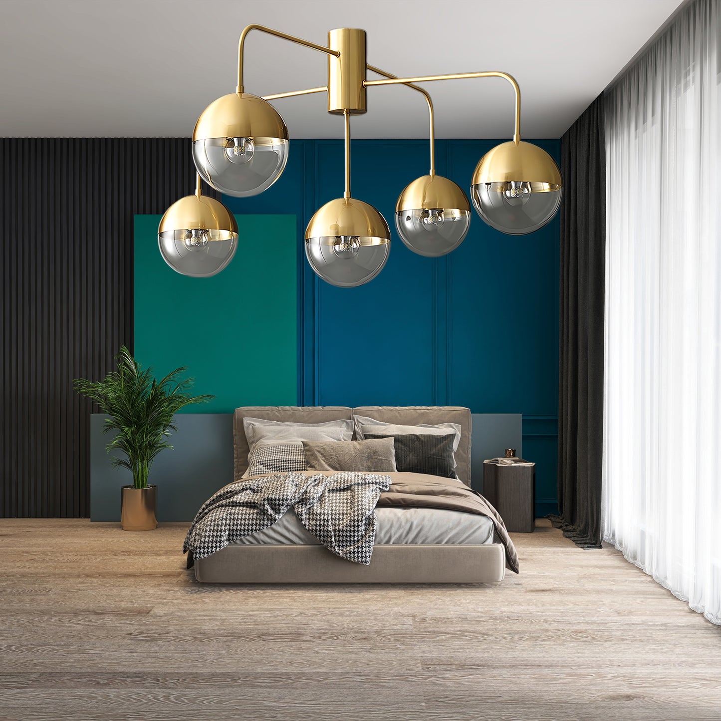 Brass Globulars Modern Crystal Ceiling Lamp