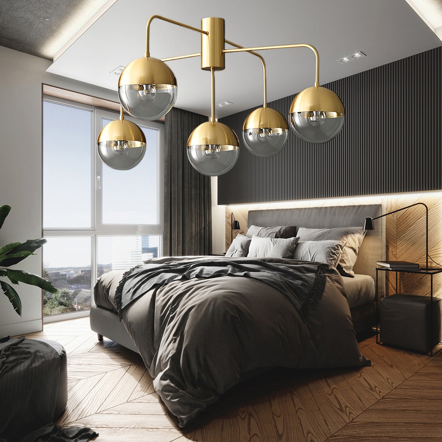 Brass Globulars Modern Crystal Ceiling Lamp