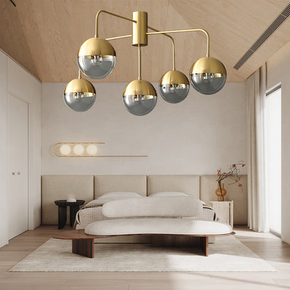 Brass Globulars Modern Crystal Ceiling Lamp