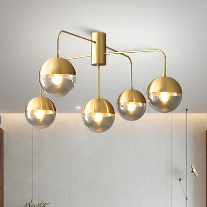 Brass Globulars Modern Crystal Ceiling Lamp