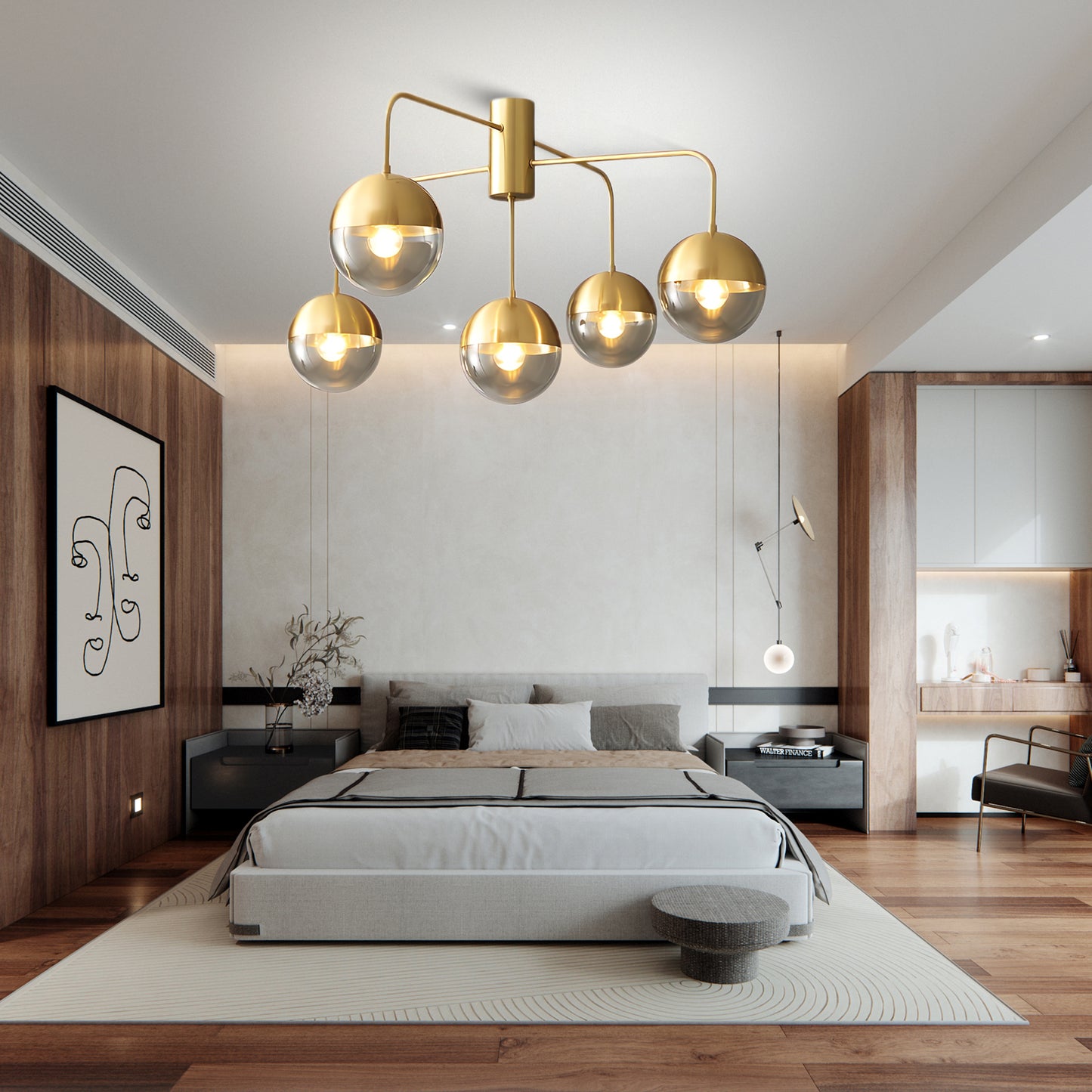 Brass Globulars Modern Crystal Ceiling Lamp