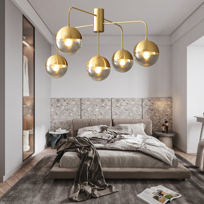 Brass Globulars Modern Crystal Ceiling Lamp