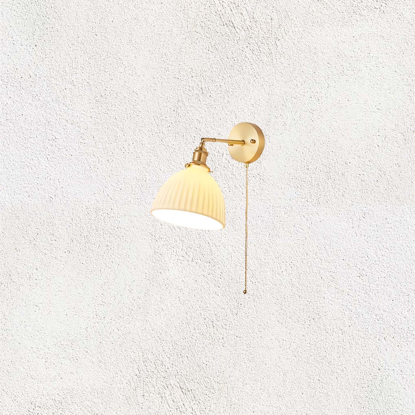 Brass Pleated Modern Ceramic Wall Lamp