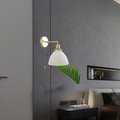 Brass Pleated Modern Ceramic Wall Lamp