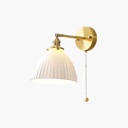 Brass Pleated Modern Ceramic Wall Lamp