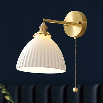 Brass Pleated Modern Ceramic Wall Lamp