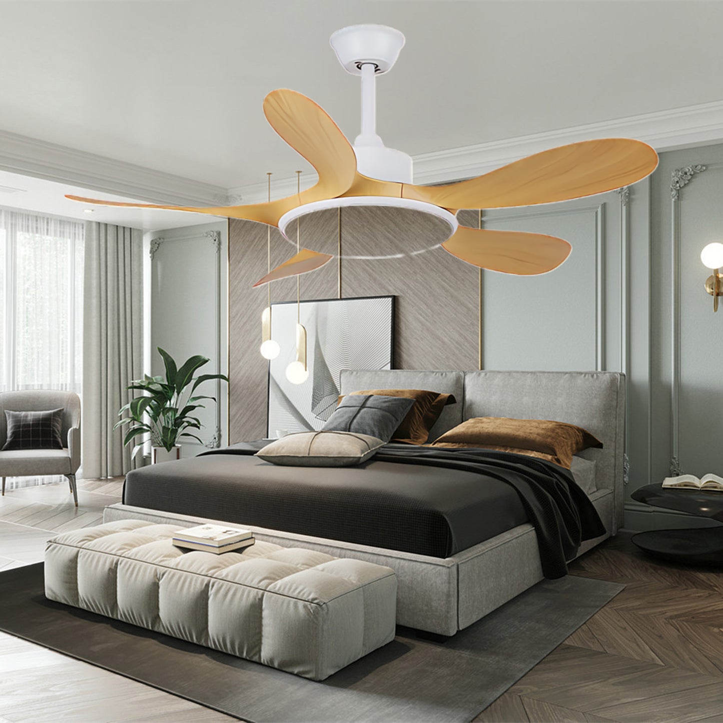 Brinley 4852 Eclectic Metal Ceiling Fan Light