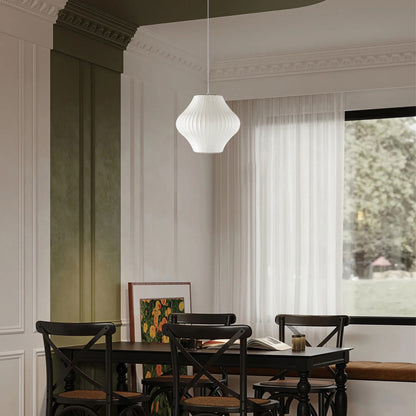 Bubble Mulberry Silk Eclectic Metal Pendant Lamp