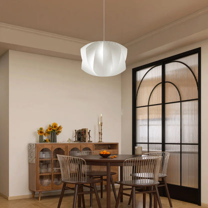 Bubble Mulberry Silk Eclectic Metal Pendant Lamp