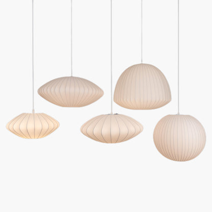 Bubble Mulberry Silk Eclectic Metal Pendant Lamp